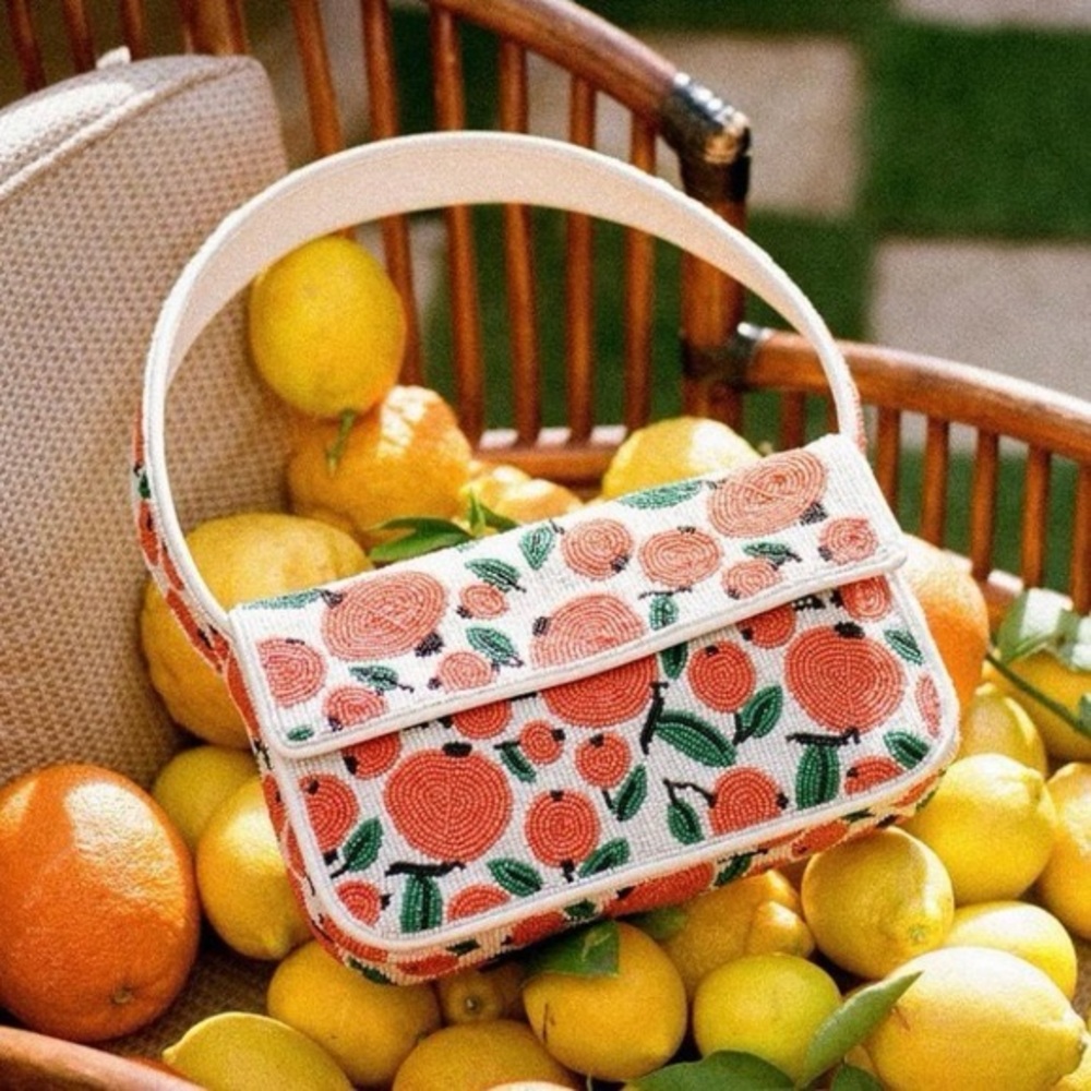 NWT STAUD Tommy Beaded Shoulder Bag Oranges Limited Edition - Picture 5 of 14